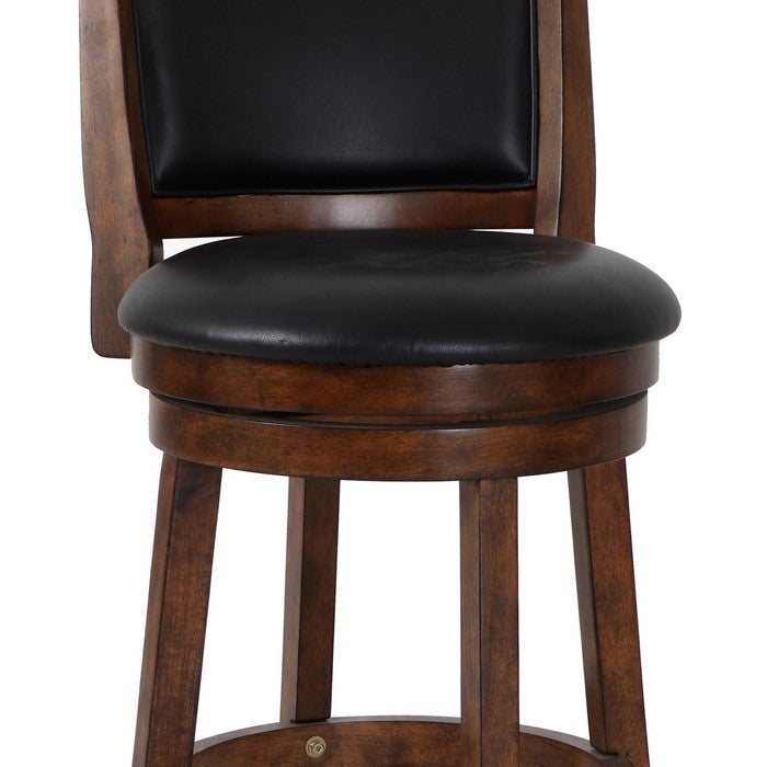 Curved Swivel Counter Stool with Leatherette Padded Seating,Brown and Black
