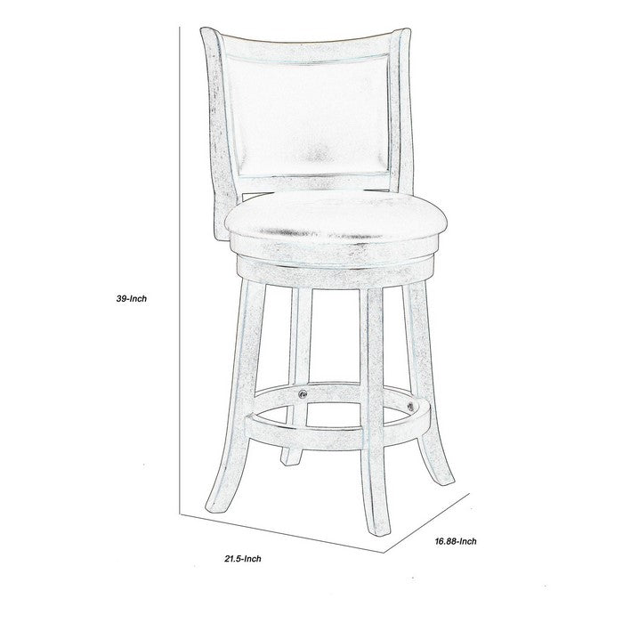 Curved Swivel Counter Stool with Leatherette Padded Seating,Brown and Black