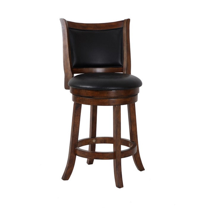 Curved Swivel Counter Stool with Leatherette Padded Seating,Brown and Black