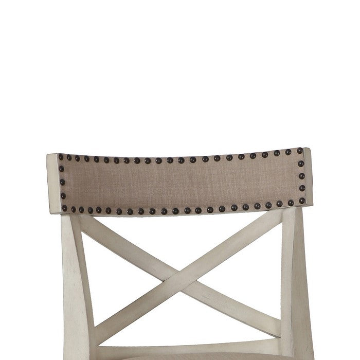 Curved X Shaped Back Swivel Counter Stool with Fabric Padded Seating, White