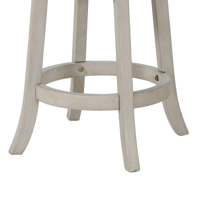 Curved X Shaped Back Swivel Counter Stool with Fabric Padded Seating, White