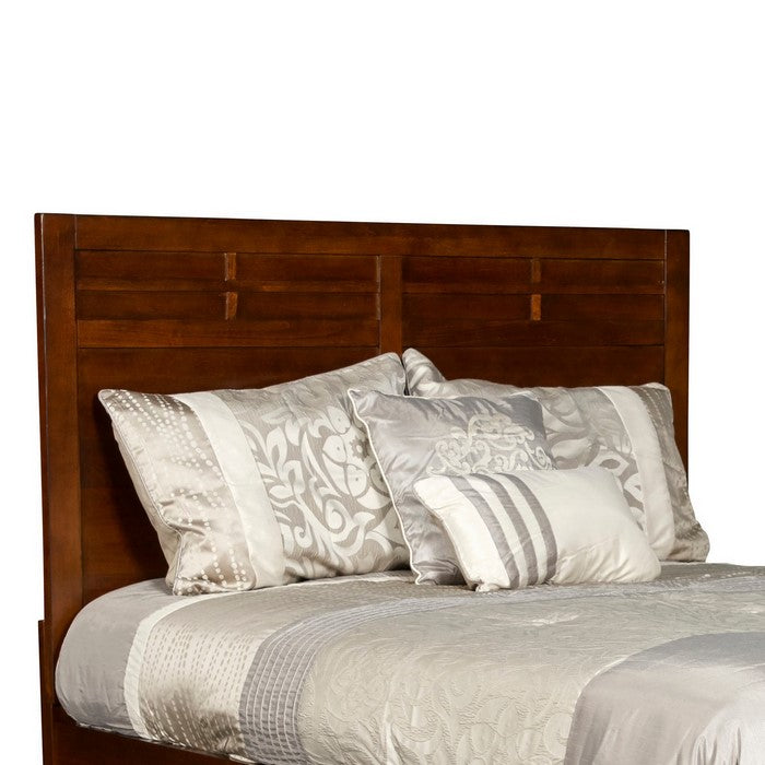 Panel Design Twin Size Wooden Headboard, Cherry Brown