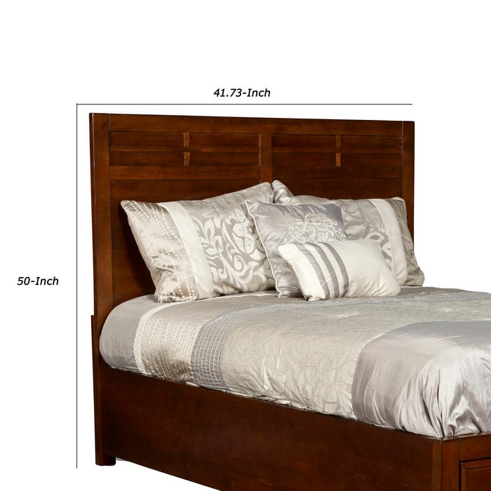 Panel Design Twin Size Wooden Headboard, Cherry Brown