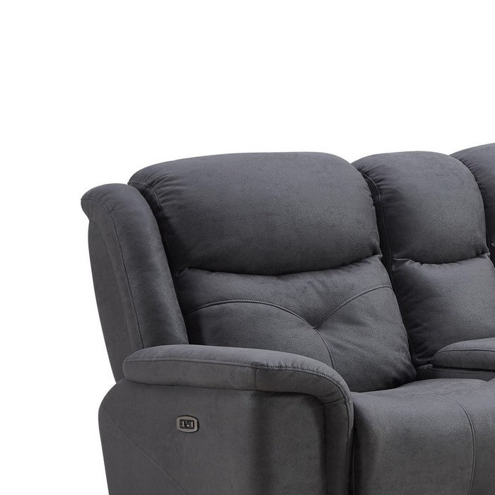 Leatherette Power Recliner Loveseat with Console and Cup Holder, Gray