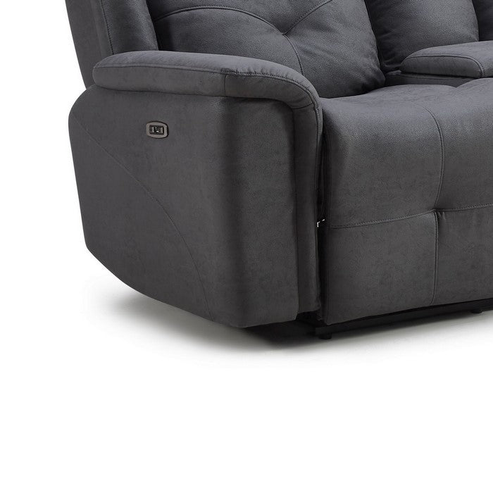 Leatherette Power Recliner Loveseat with Console and Cup Holder, Gray