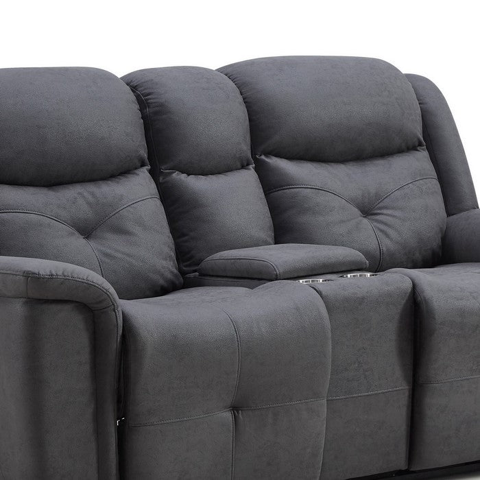 Leatherette Power Recliner Loveseat with Console and Cup Holder, Gray