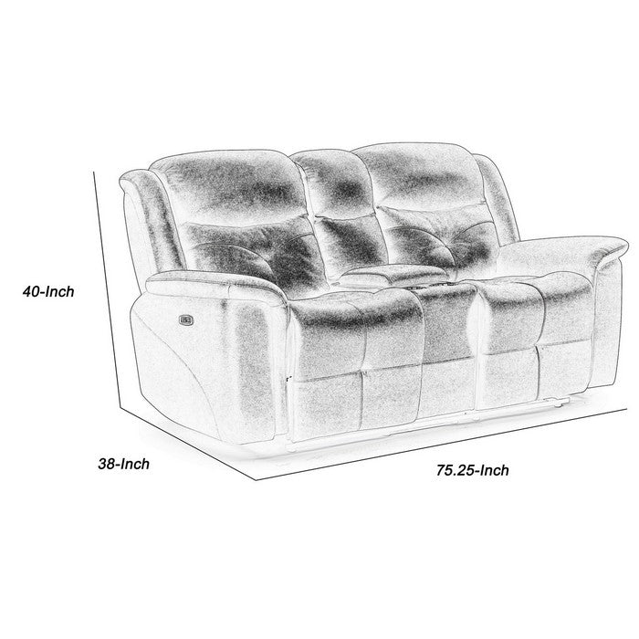 Leatherette Power Recliner Loveseat with Console and Cup Holder, Gray