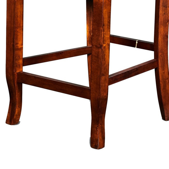 Slatted Back Wooden Counter Chair with Nailhead Trim, Set of 2, Brown
