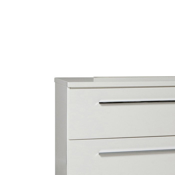 Contemporary Style 6 Drawer Wooden Dresser with Metal Pulls, White