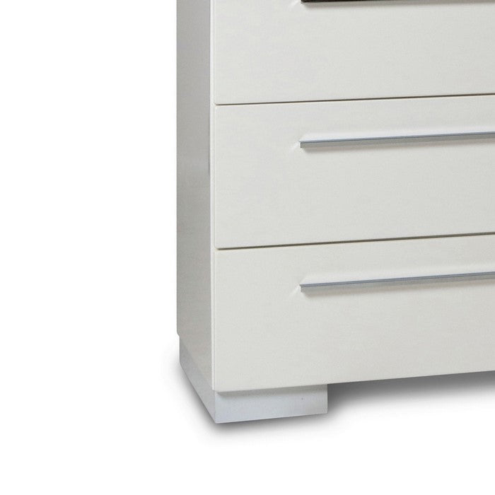 Contemporary Style 6 Drawer Wooden Dresser with Metal Pulls, White