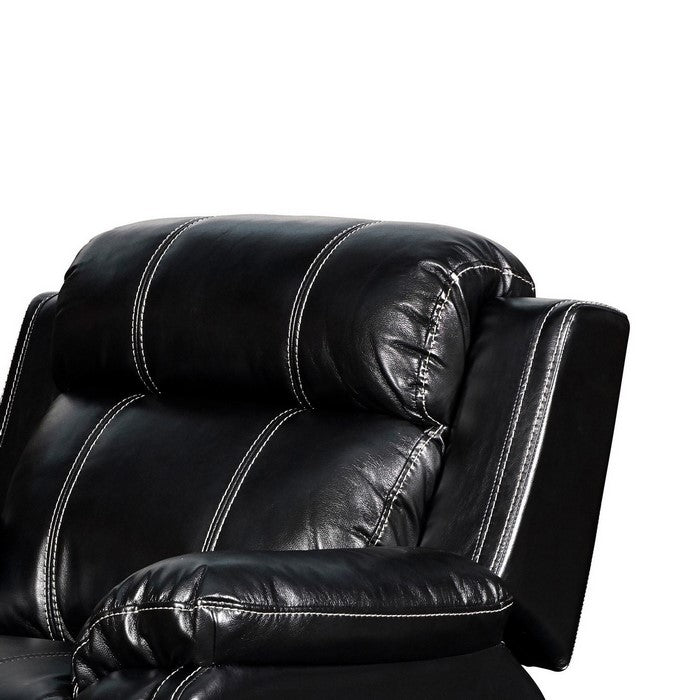 Fabric Upholstered Swivel Glider Recliner with Stitching Details, Black