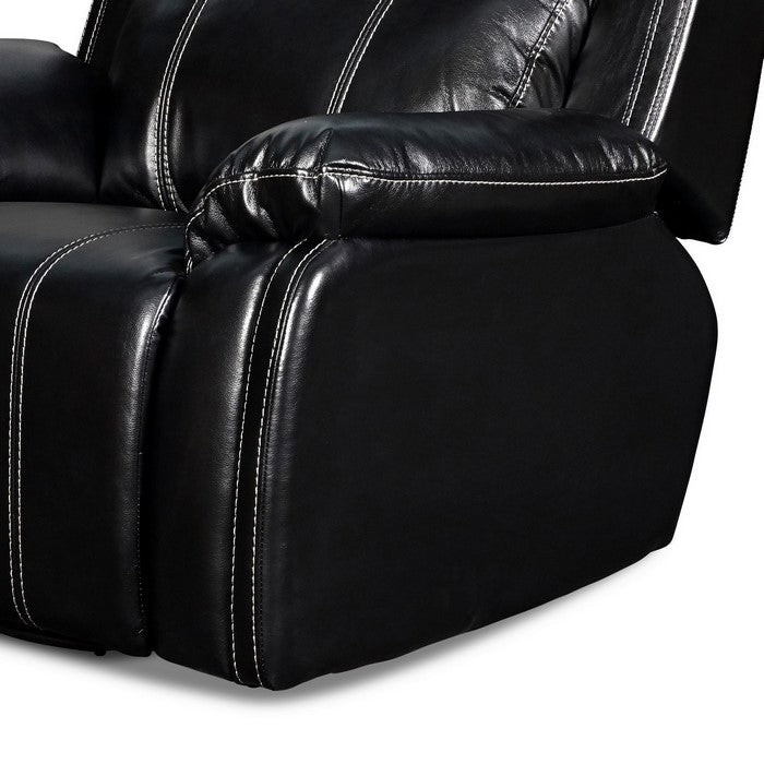 Fabric Upholstered Swivel Glider Recliner with Stitching Details, Black