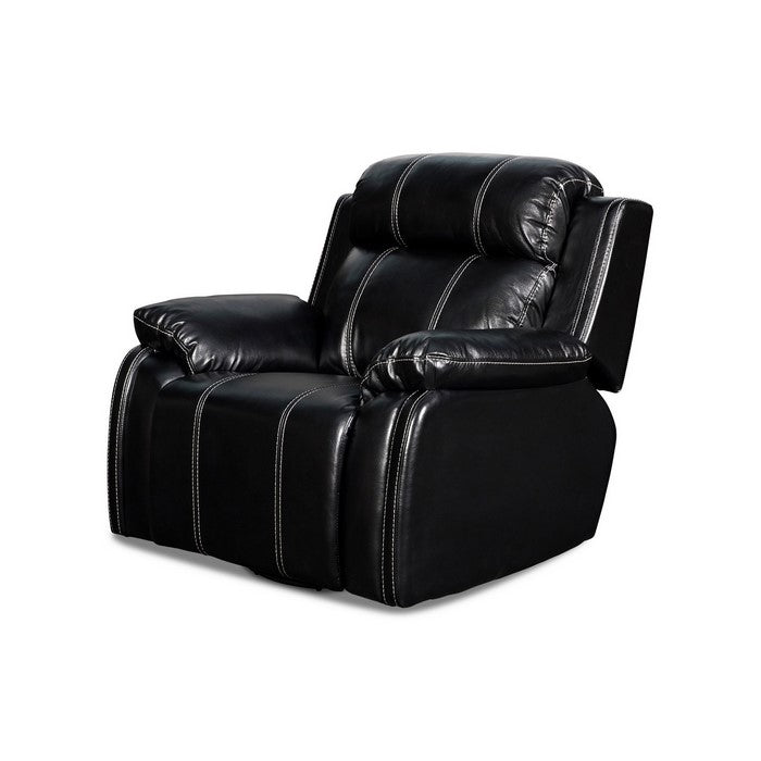 Fabric Upholstered Swivel Glider Recliner with Stitching Details, Black