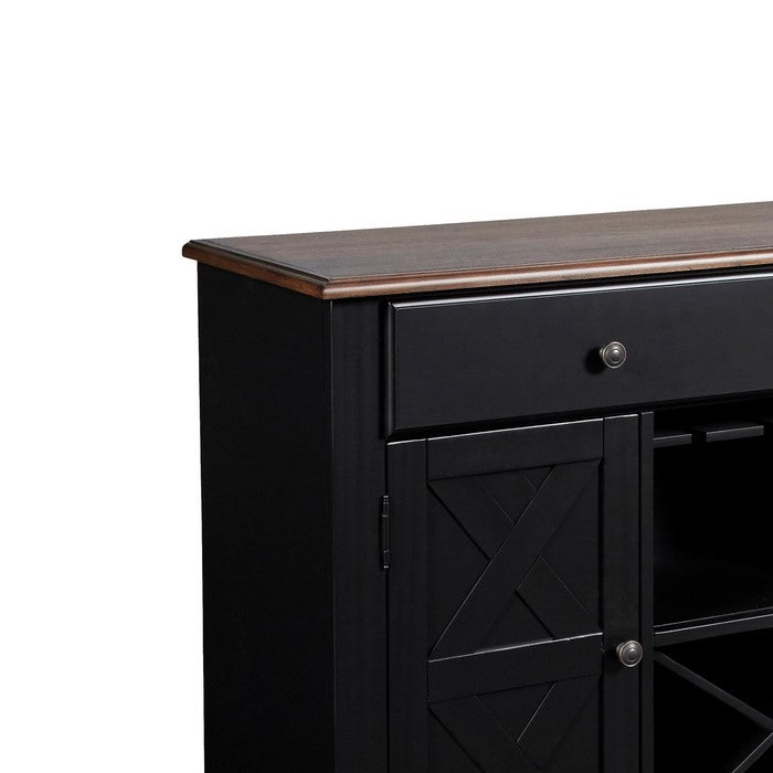 Contemporary Style 2 Drawer and 2 Door Server, Black and Brown