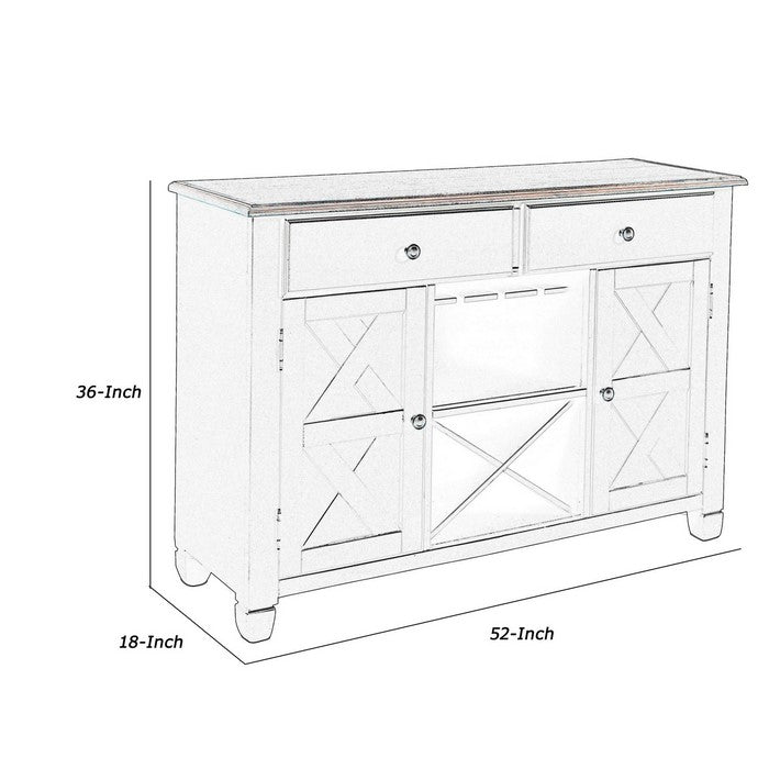 Contemporary Style 2 Drawer and 2 Door Server, Black and Brown