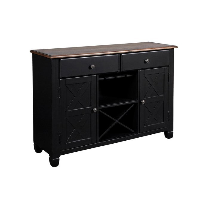 Contemporary Style 2 Drawer and 2 Door Server, Black and Brown