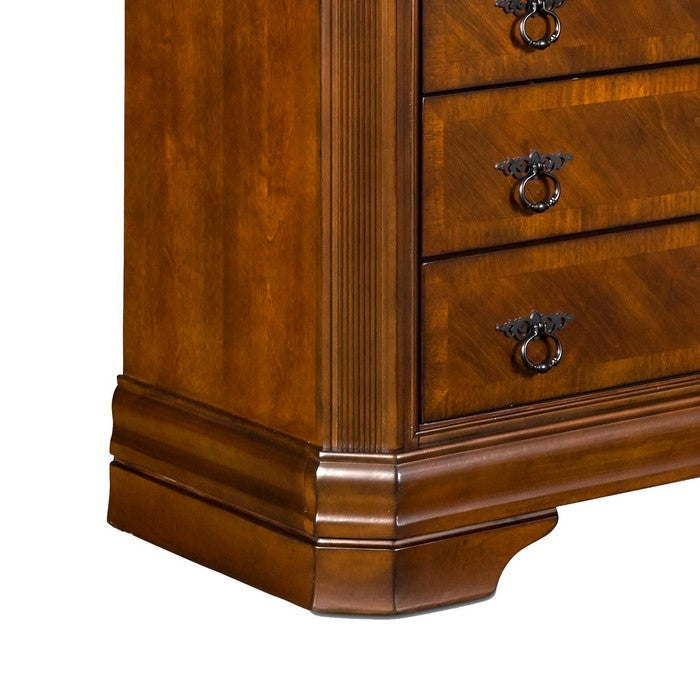 Wooden Media Chest with 3 Drawers and 2 Open Compartments, Cherry Brown