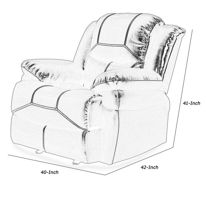 Power Recliner Chair with Stitching Details and Pillow Arms, Black