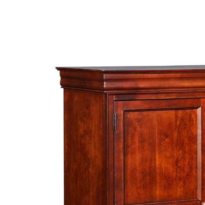 Traditional Style 5 Drawer and 1 Door Chest with Bracket Feet, Cherry Brown