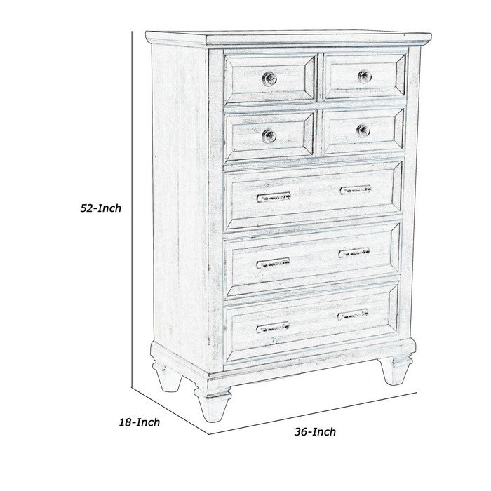 5 Drawer Wooden Chest with Grain and Molded Details, Dark Brown