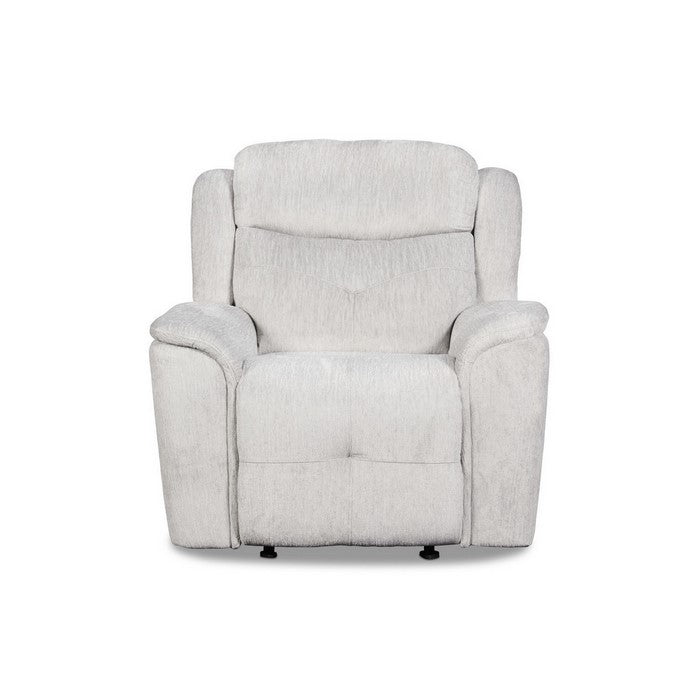 Fabric Upholstered Glider Power Recliner with Split Backrest, Light Gray