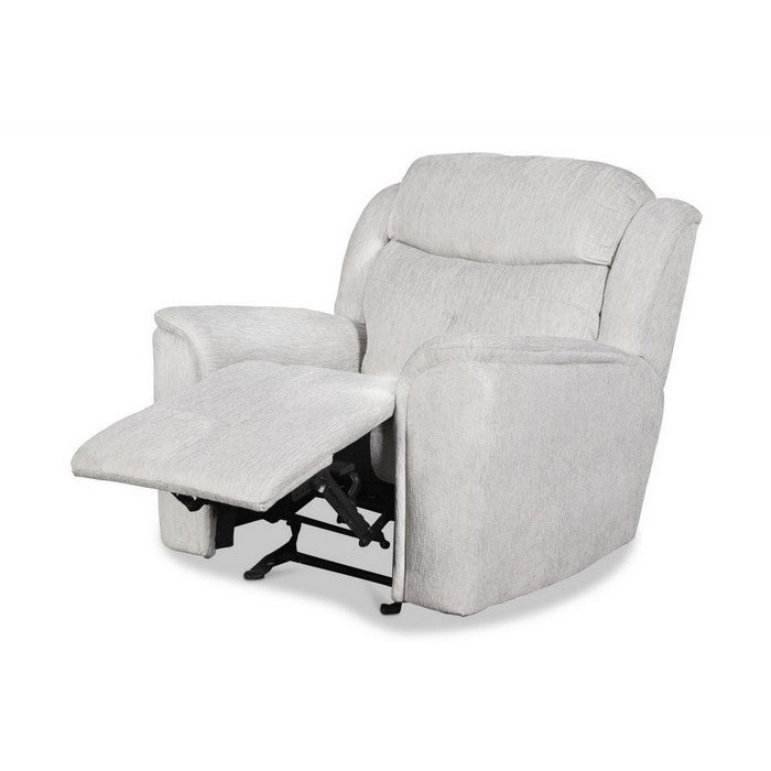 Fabric Upholstered Glider Power Recliner with Split Backrest, Light Gray