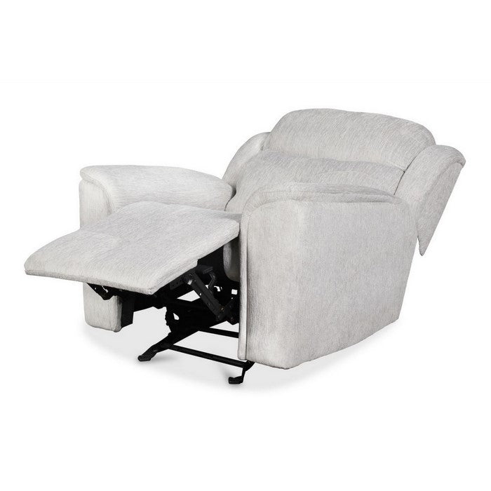 Fabric Upholstered Glider Power Recliner with Split Backrest, Light Gray