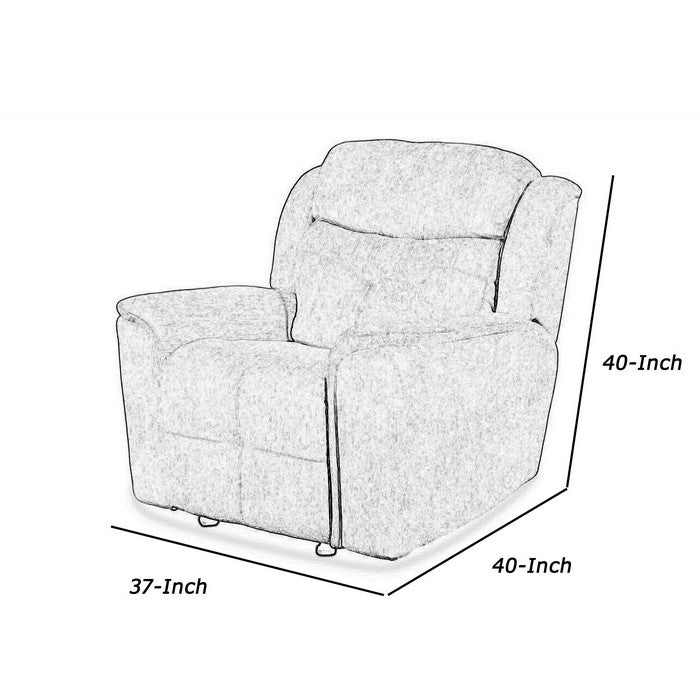 Fabric Upholstered Glider Power Recliner with Split Backrest, Light Gray