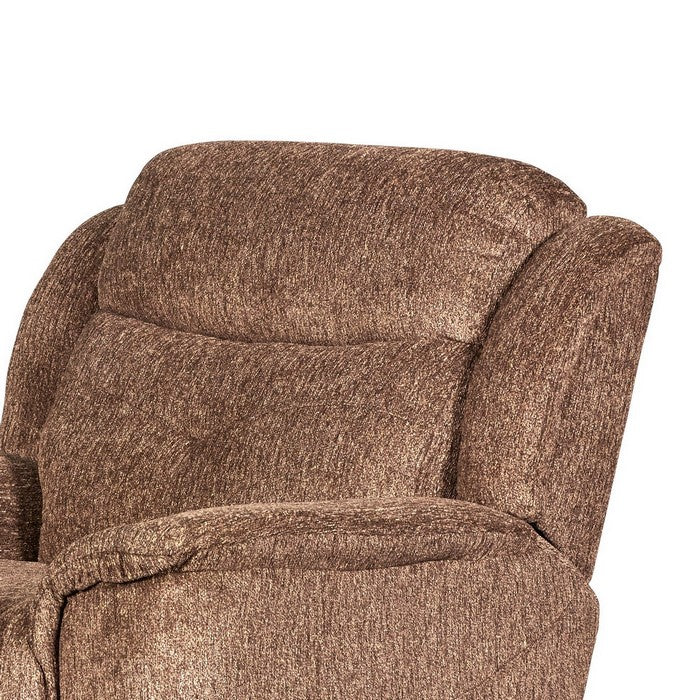 Fabric Upholstered Glider Power Recliner with Split Backrest, Brown