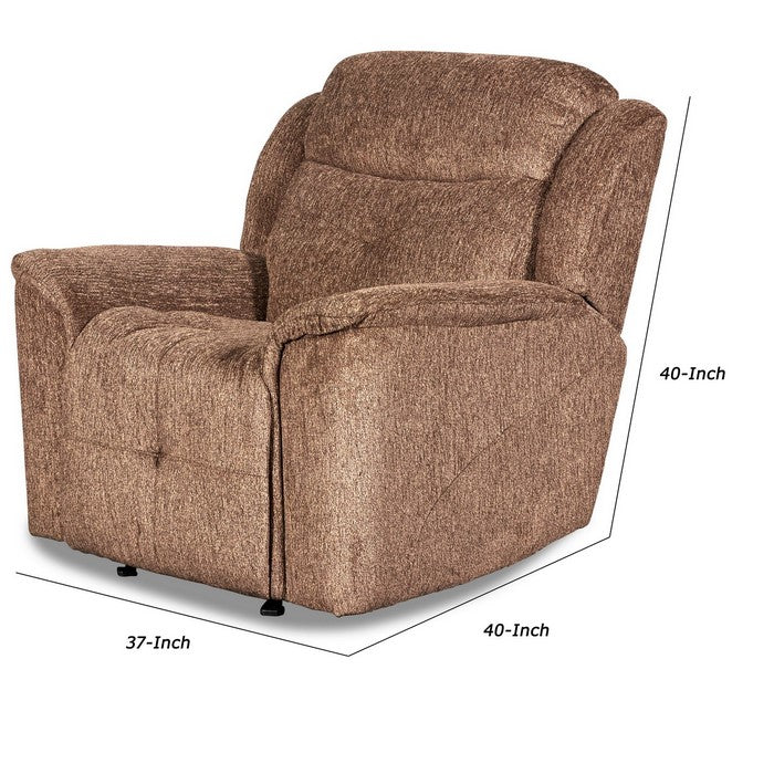 Fabric Upholstered Glider Power Recliner with Split Backrest, Brown