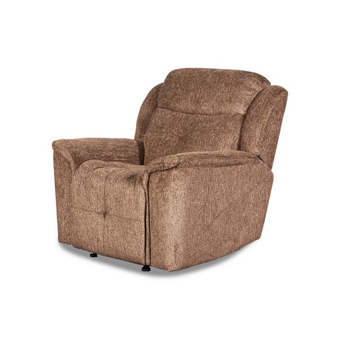 Fabric Upholstered Glider Power Recliner with Split Backrest, Brown