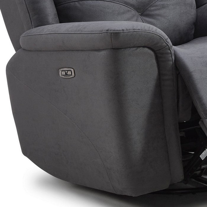 Fabric Upholstered Power Glider Recliner with Swivel Mechanism, Gray