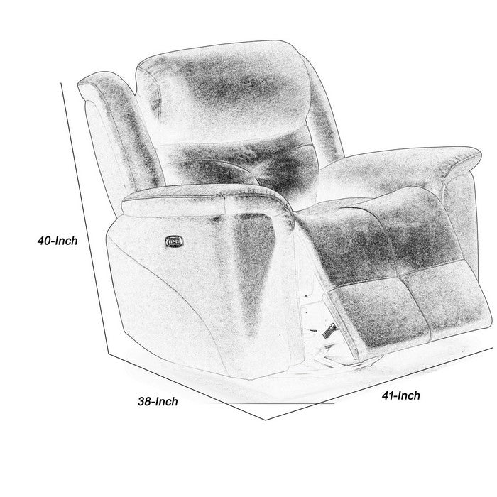 Fabric Upholstered Power Glider Recliner with Swivel Mechanism, Gray