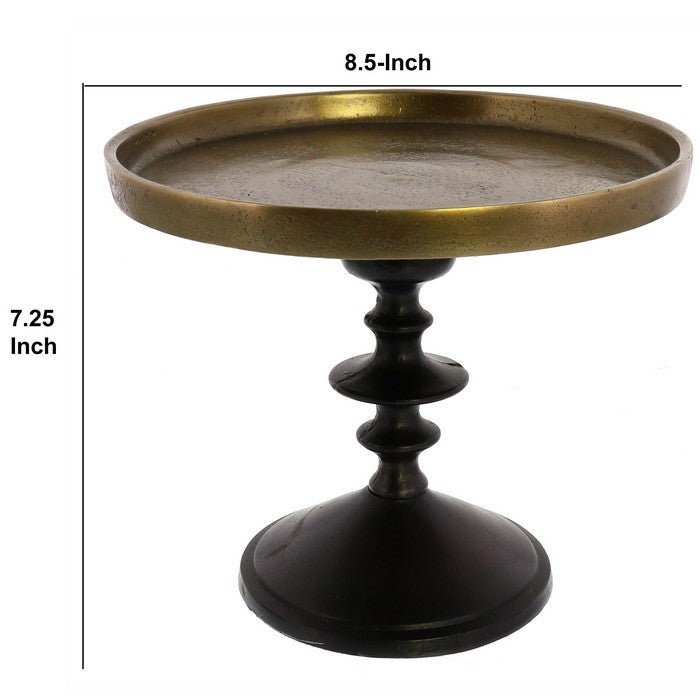 Pedestal with Turned Base, Small, Black and Gold