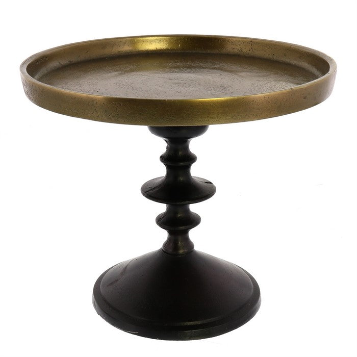 Pedestal with Turned Base, Small, Black and Gold