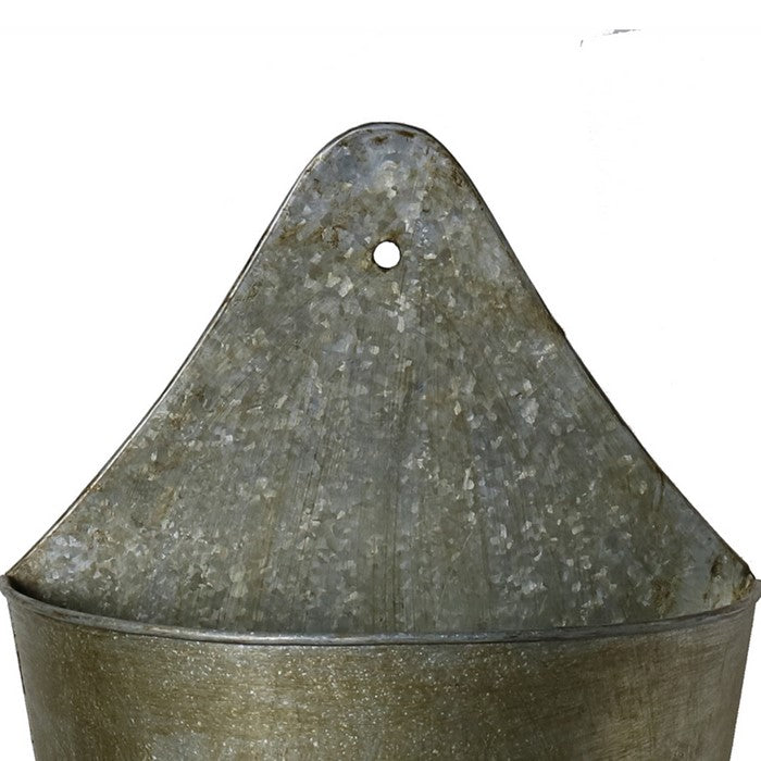 Metal Wall Mount Bucket with Hole, Gray