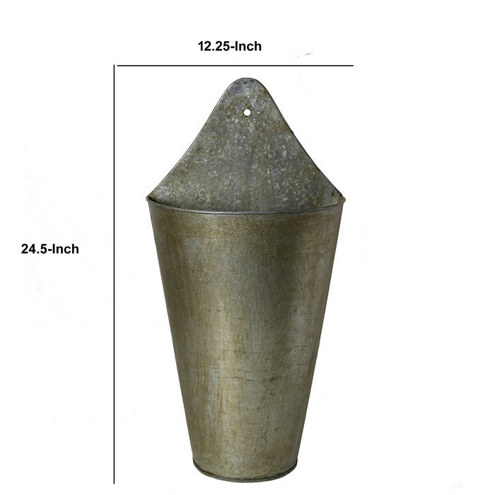 Metal Wall Mount Bucket with Hole, Gray