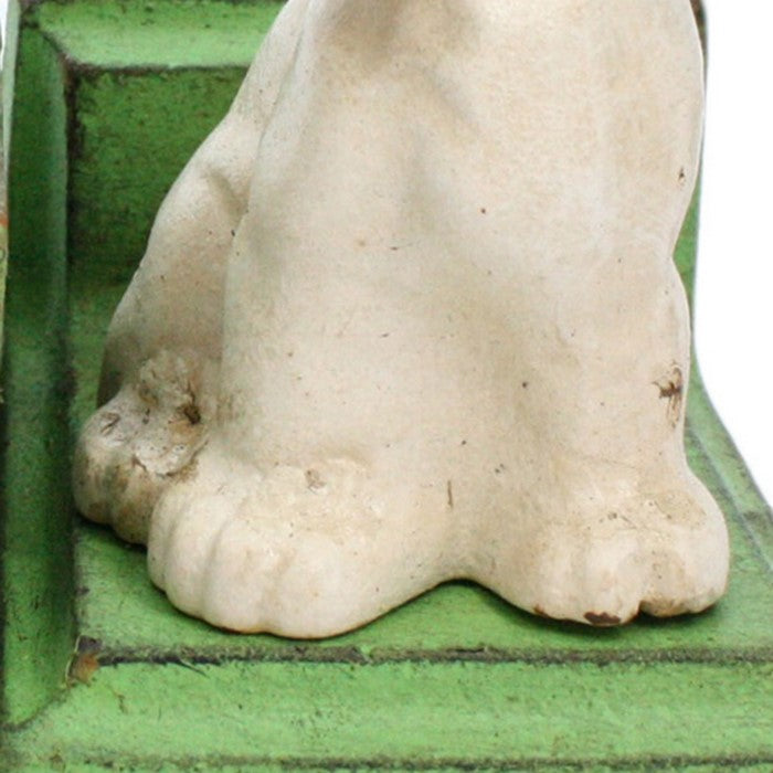 Metal Puppy Bookends, White and Green