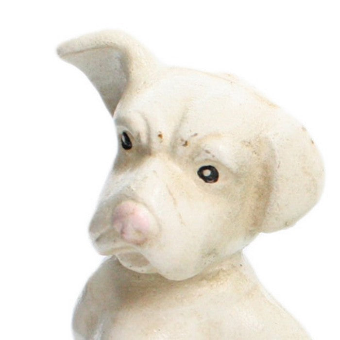 Metal Puppy Bookends, White and Green