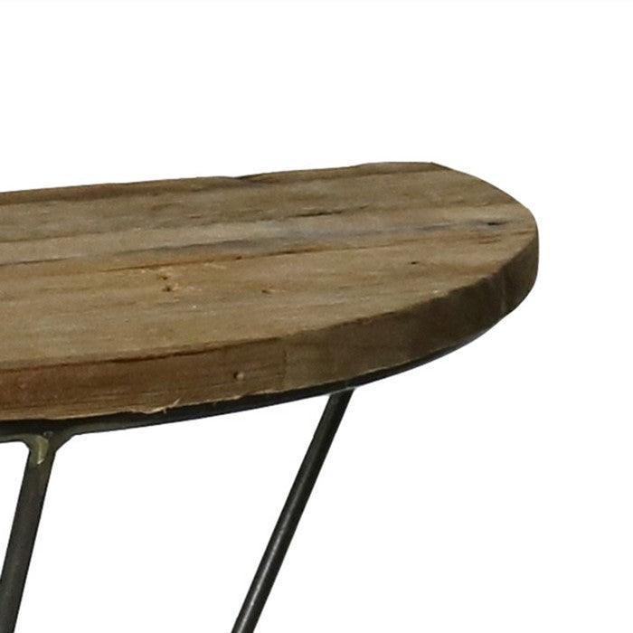 Wood and Metal Wall Shelf, Brown and Black