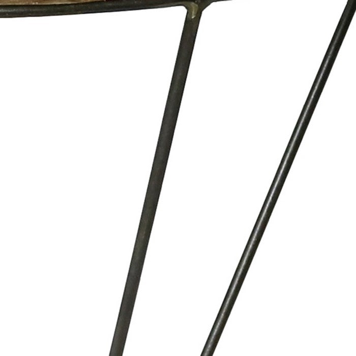 Wood and Metal Wall Shelf, Brown and Black