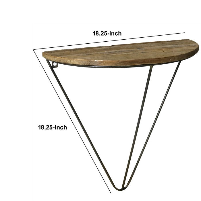 Wood and Metal Wall Shelf, Brown and Black