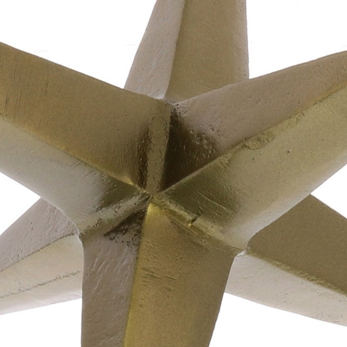 Metal Star Sculpture with 6 Pointed Shape, Brass