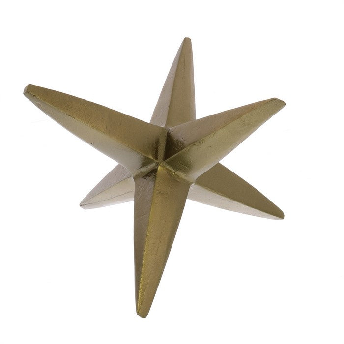 Metal Star Sculpture with 6 Pointed Shape, Brass
