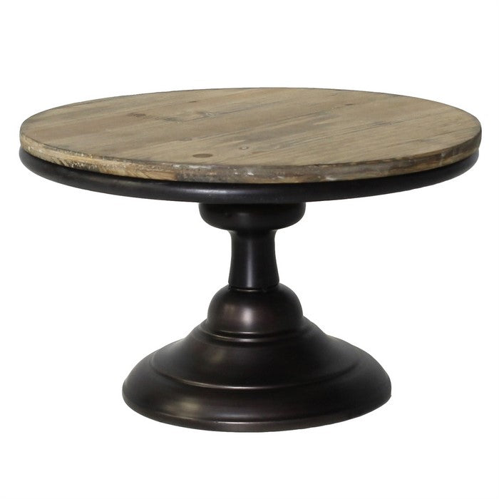 Wood and Metal Pedestal, Brown and Black