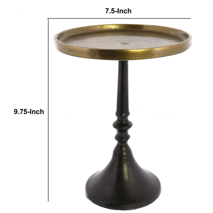 Pedestal with Turned Base, Medium, Black and Gold