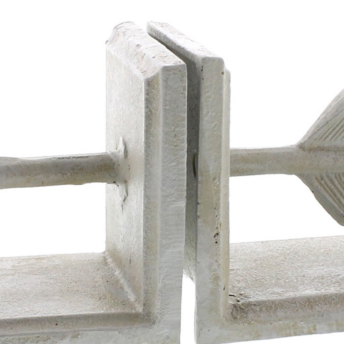 Metal Arrow Bookends, White