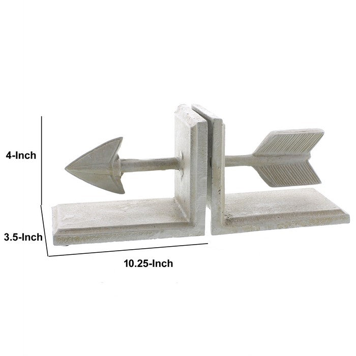 Metal Arrow Bookends, White