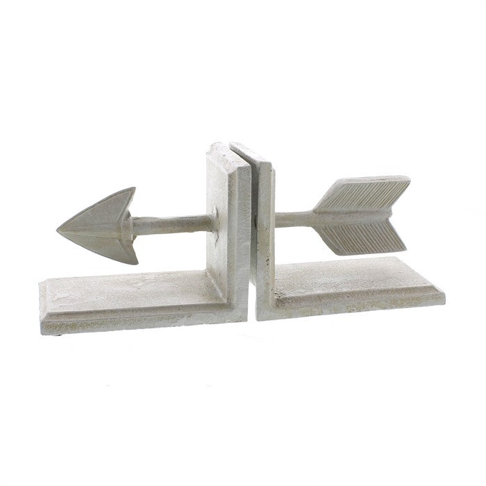 Metal Arrow Bookends, White