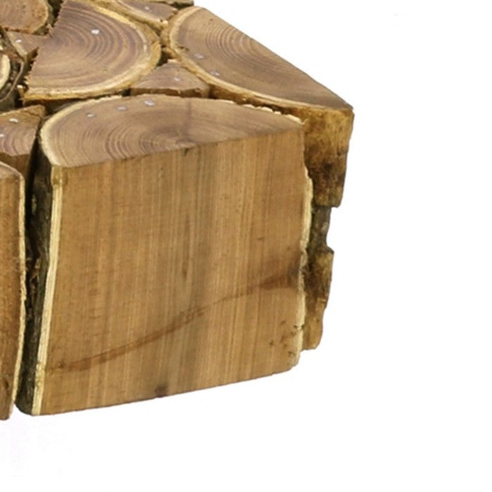 Square Shape Wooden Riser with Wood Grain Texture Detail, Brown